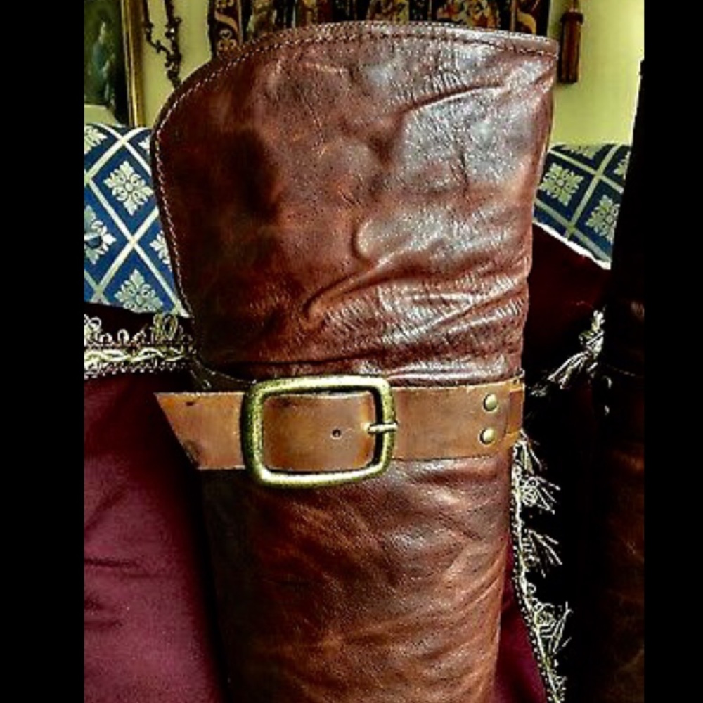 Jessica Simpson OVER KNEE Boots Buckle Riding BOOTS Leather Brown 6.5 - Picture 2 of 5